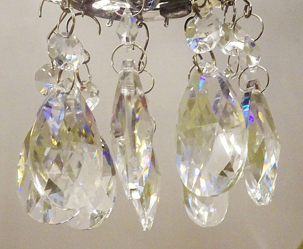 12 Clear Oval 50mm 2" Chandelier Crystals Drops Beads Droplets Garden Patio Decorations - Seear Lights