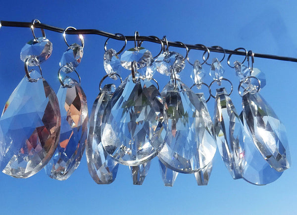 1 Clear Cut Glass Oval 2 inch Chandelier Crystals Drops Almond Droplets Prisms Transparent - Seear Lights