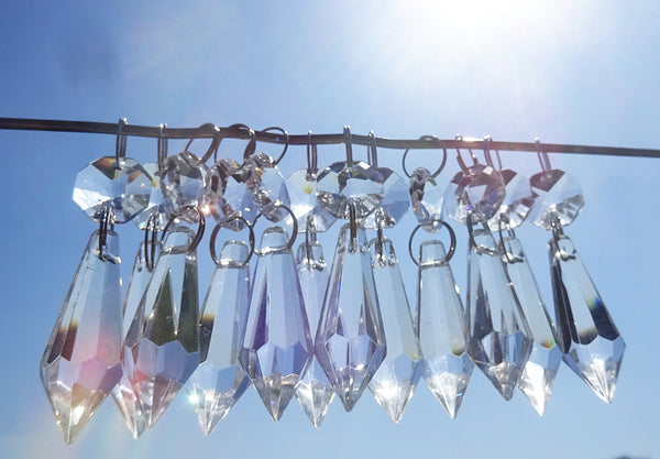 12 Clear Torpedo 37mm Chandelier Crystals Drops Beads Droplets Garden Window Decorations 3