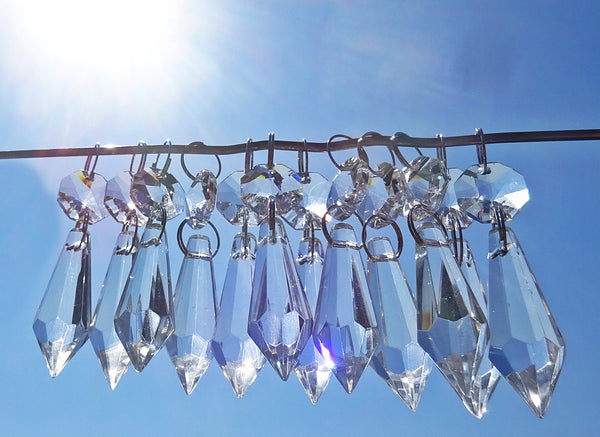 12 Clear Torpedo 37mm Chandelier Crystals Drops Beads Droplets Garden Window Decorations 9