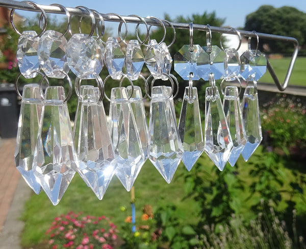 12 Clear Torpedo 37mm Chandelier Crystals Drops Beads Droplets Garden Window Decorations 1