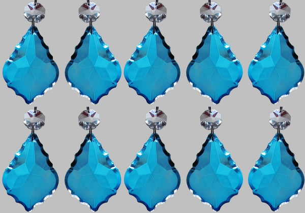 12 Teal Blue Leaf 50 mm 2" Chandelier Crystals Drops Beads Droplets Christmas Decorations - Seear Lights
