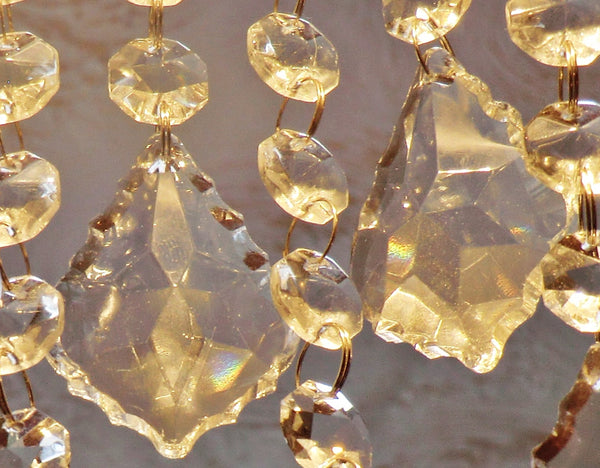 1 Chain Strand Clear Glass Leaf 10.8 inch Chandelier Drops Crystals Beads Garland 8