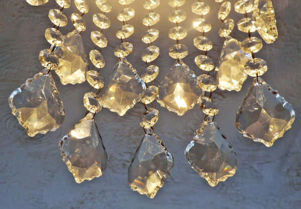 1 Chain Strand Clear Glass Leaf 10.8 inch Chandelier Drops Crystals Beads Garland 3