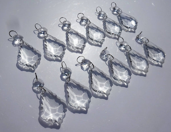 12 Clear Leaf 50 mm 2" Chandelier UK Crystals Beads Droplets Sun Catcher Christmas Decorations 3