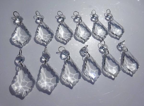 12 Clear Leaf 50 mm 2" Chandelier UK Crystals Beads Droplets Sun Catcher Christmas Decorations 8