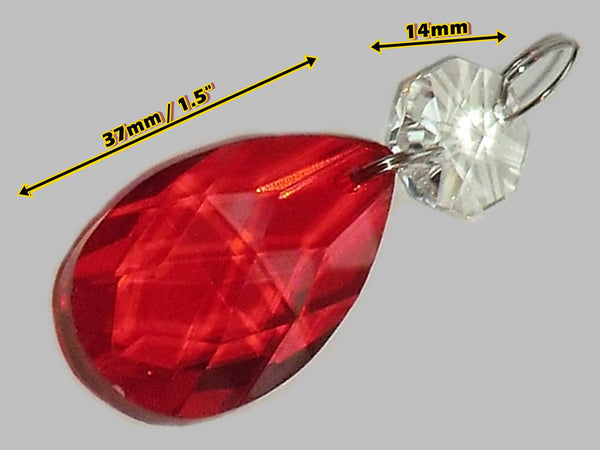 Red Cut Glass Oval 37 mm 1.5" Chandelier Crystals Drops Beads Droplets Light Lamp Parts 2