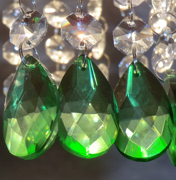 Emerald Green Cut Glass Oval 37 mm 1.5" Chandelier Crystals Drops Beads Droplets 3