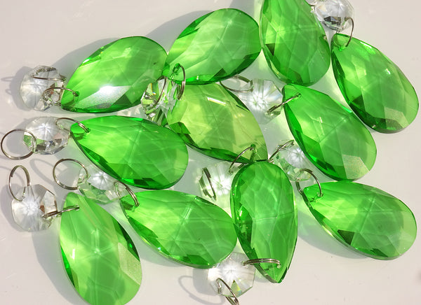 Emerald Green Cut Glass Oval 37 mm 1.5" Chandelier Crystals Drops Beads Droplets 9