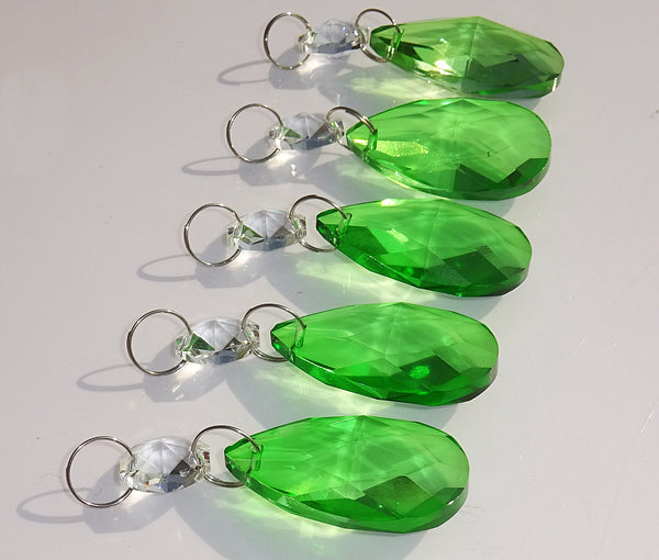 Emerald Green Cut Glass Oval 37 mm 1.5" Chandelier Crystals Drops Beads Droplets 4