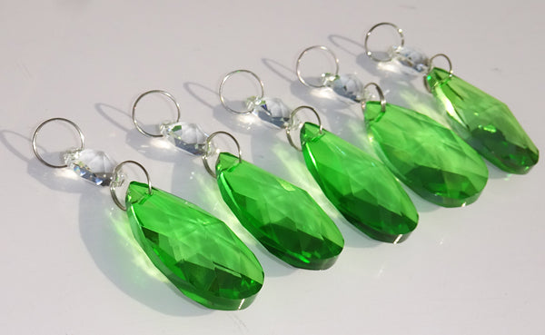 Emerald Green Cut Glass Oval 37 mm 1.5" Chandelier Crystals Drops Beads Droplets 6
