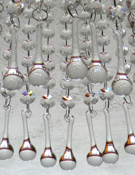 1 Chain Strand Clear Glass Teardrop Orb 11" Chandelier Drops Crystals Beads Garland 3
