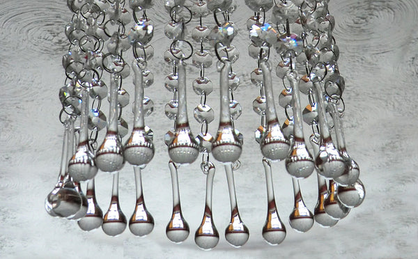 1 Chain Strand Clear Glass Teardrop Orb 11" Chandelier Drops Crystals Beads Garland 7