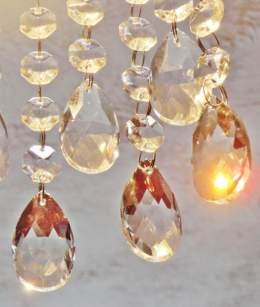 1 Chain Strand Clear Glass Oval Almond 10.8 inch Chandelier Drops Crystals Beads Garland 6