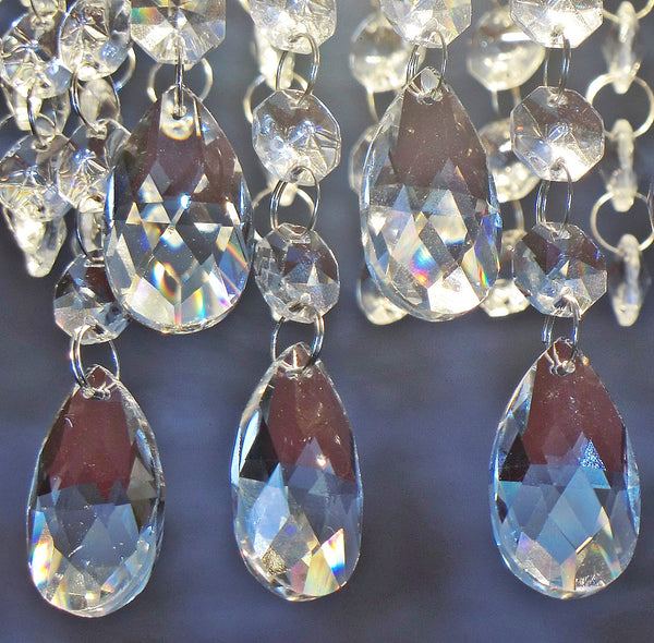 1 Chain Strand Clear Glass Oval Almond 10.8 inch Chandelier Drops Crystals Beads Garland 9