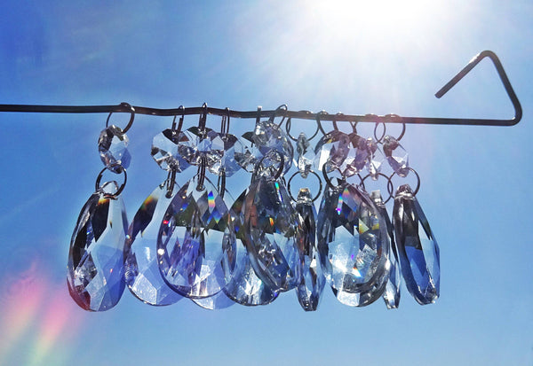 12 Clear Oval 37mm Chandelier Crystals Drops Beads Droplets Garden Window Decorations 1