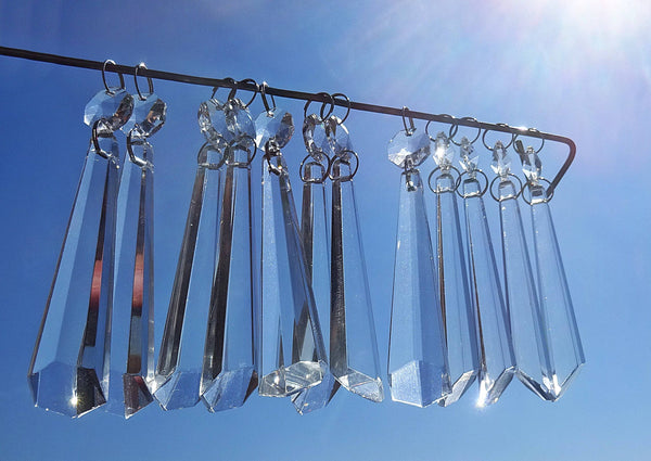 12 Clear Icicles 72mm 3" Chandelier Crystals Drops Beads Droplets Garden Window Decorations 1