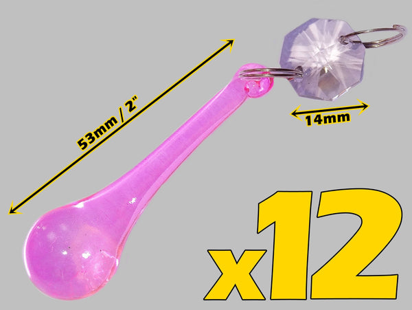 12 Rose Pink Orbs 53 mm 2" Chandelier Crystals Droplets Beads Drops Garden Wedding Decorations 8