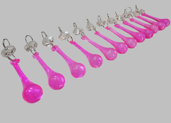 12 Rose Pink Orbs 53 mm 2" Chandelier Crystals Droplets Beads Drops Garden Wedding Decorations 11