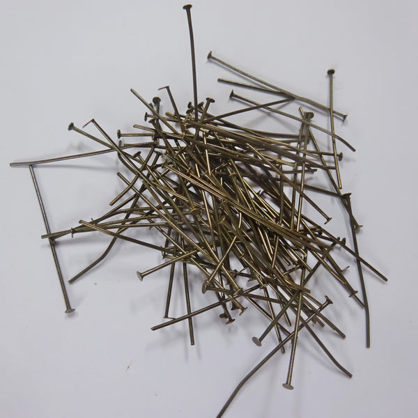 100 x 38mm 1.5 inch Headed Pins in Antique Brass for Chandelier Links for Glass Droplets Crystals Beads Drops 4