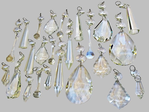 24 Chandelier Drops Crystals Cut Glass Beads XL Droplets & Standard Clear Prisms Hanging Pendants 4