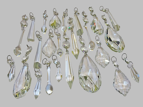 24 Chandelier Drops Crystals Cut Glass Beads XL Droplets & Standard Clear Prisms Hanging Pendants 6