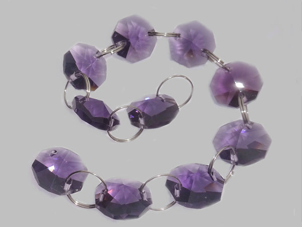 10 Strands Purple 14mm Octagon Chandelier Drops Glass Crystals 2m Garland Beads Droplets 8