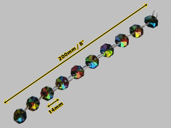 10 Strands Vitrail AB 14mm Octagon Chandelier Drops Glass Crystals 2m Garland Beads Droplets 3