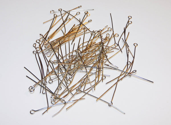 100 x 38 mm 1.5" Hoop Pins Chrome Silver Chandelier Links Glass Droplets Crystals Beads Drops 2
