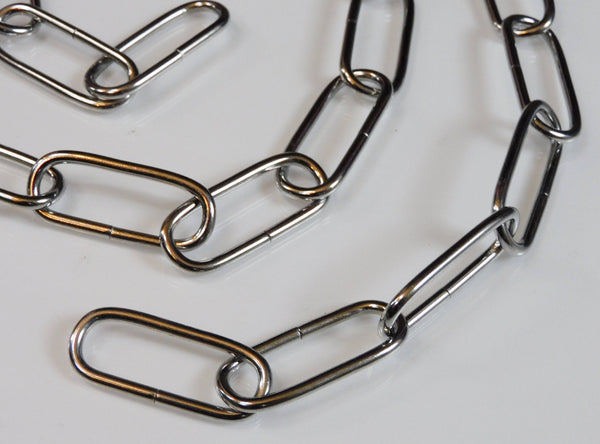 Metal Chandelier or Pendant Light Chain 0.97m 4cm Links Shiny Chrome 4