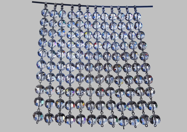 10 Strands Clear 12mm Chandelier Ball Drops Glass Crystals 1.68m Garland Beads Droplets - Seear Lights
