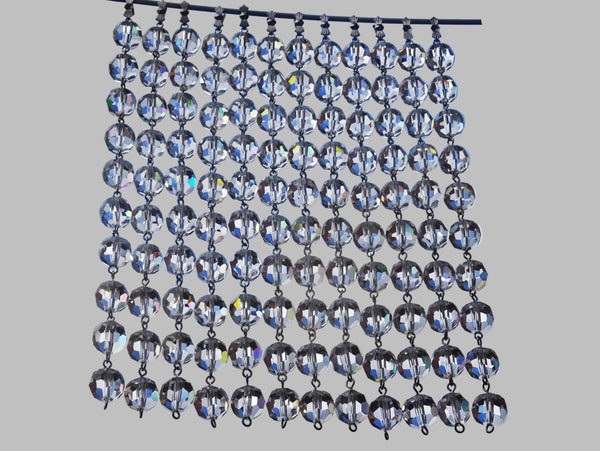10 Strands Clear 12mm Chandelier Ball Drops Glass Crystals 1.68m Garland Beads Droplets - Seear Lights