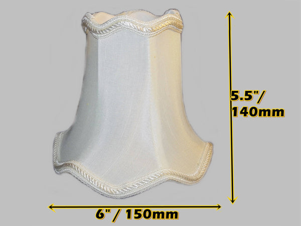 Light Cream Scallop Clip On Bulb Candle Lampshade 6' Diameter Chandelier Shade Retro 1