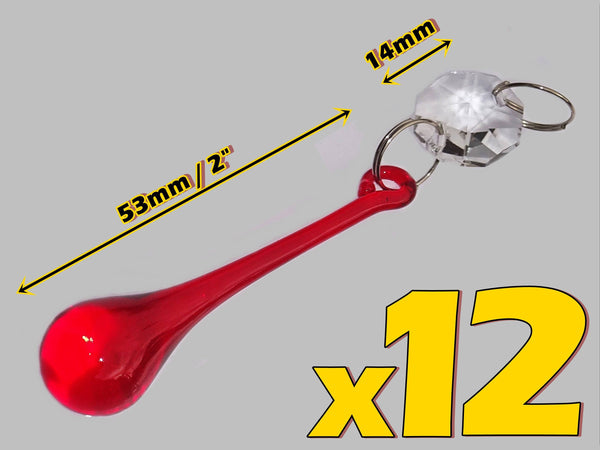 12 Red Orbs 53 mm 2" Chandelier UK Crystals Droplets Beads Drops Christmas Wedding Decorations 2