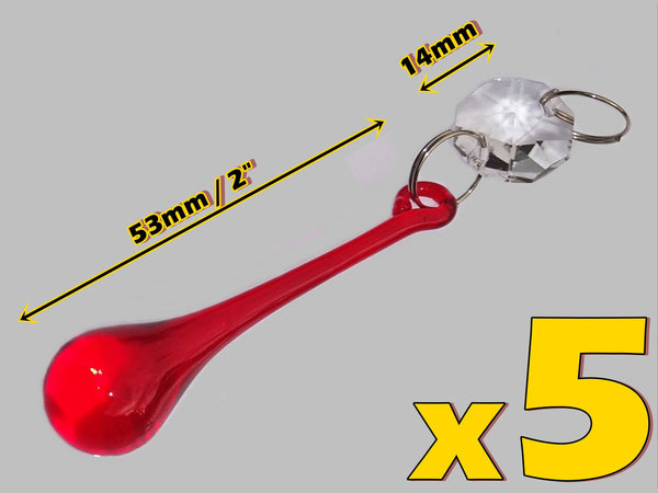 20 Red Chandelier Drops Crystals Cut Glass Beads Droplets Prisms Sun Catcher Decorations 7