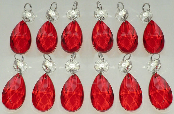 12 Red Oval 37 mm 1.5" Chandelier Crystals Drops Beads Droplets Christmas Wedding Decorations 7