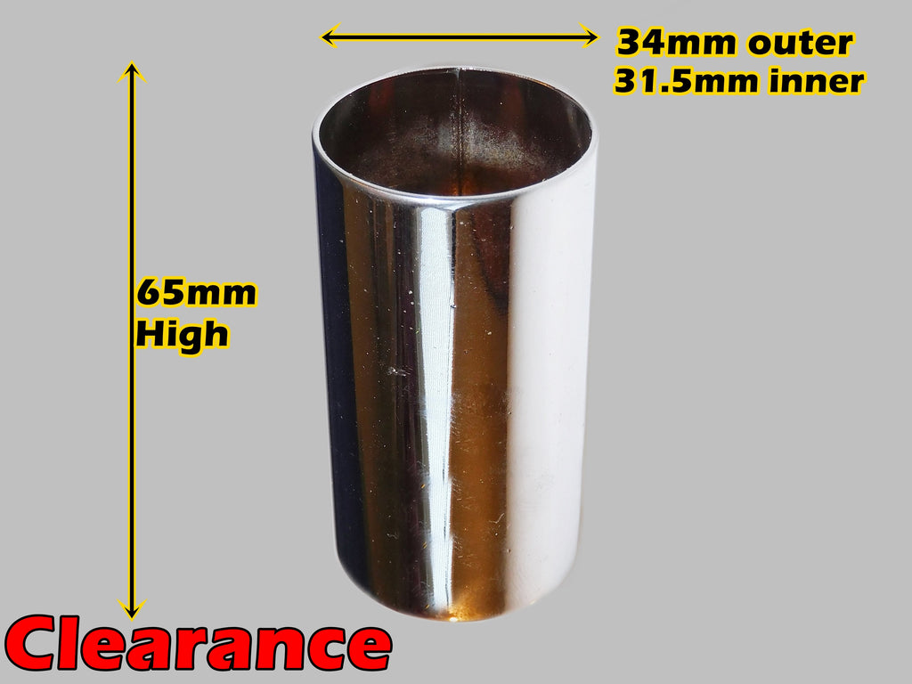 CLEARANCE 65 mm x 34 mm Chrome Chandelier Candle Drips Silver Metal Bulb Cover Sleeve Tubes