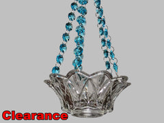 X CLEARANCE Aqua Teal Glass Chandelier Tea Light Candle Holder Wedding Event or Garden Feature