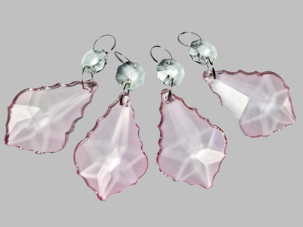 1 Light Pink Cut Glass Leaf 50 mm 2" Chandelier UK Crystals Drops Beads Droplets Parts 2