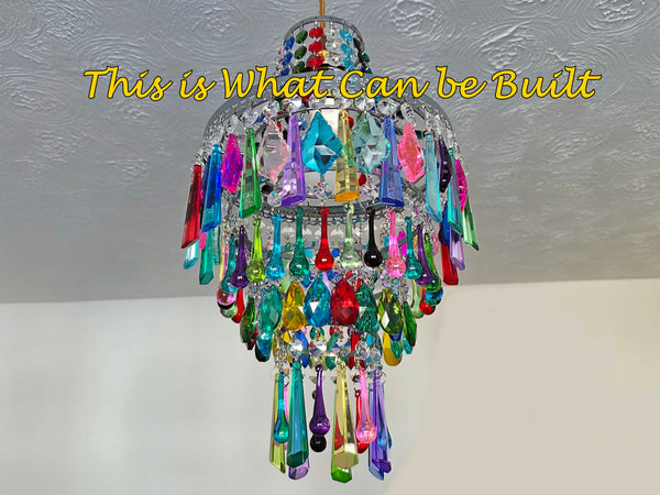 Ornate Chrome 4-Tier Chandelier Pendant Frame Make Your Own Unique Light 9" x 12" 7