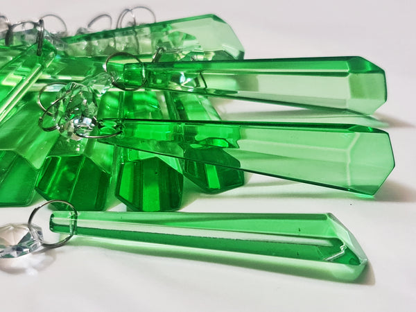 1 Emerald Green Cut Glass Icicles 72 mm 3" Chandelier Crystals Drops Beads Droplets Lamp Parts 7