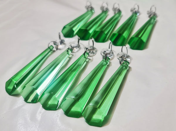 1 Emerald Green Cut Glass Icicles 72 mm 3" Chandelier Crystals Drops Beads Droplets Lamp Parts 8
