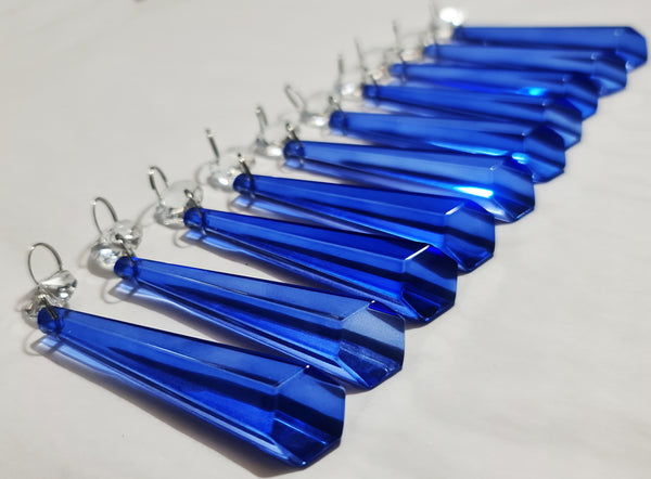 1 Blue Cut Glass Icicles 72 mm 3" Chandelier Crystals Drops Beads Droplets Light Parts 9