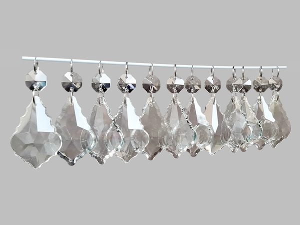 1 Clear Cut Glass Leaf 50 mm 2" Chandelier UK Crystals Beads Droplets Prism Light Parts 10
