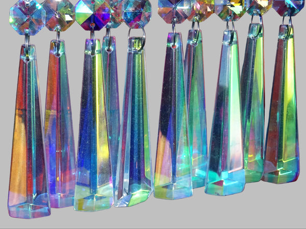 1 Aurora Borealis 72 mm 3" Icicle Chandelier Cut Glass Crystals Beads AB Droplets Lamp Parts
