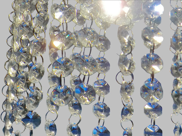 12 Strands Clear 14mm Octagon Chandelier Drops Glass Crystals 2.4m Garland Beads Droplets 5