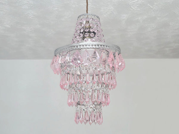 Unique 4-Tier Light Pink Chandelier Ceiling Pendant Lamp 9" x 14" Customizable 18