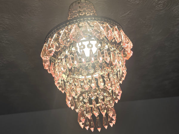 Unique 4-Tier Light Pink Chandelier Ceiling Pendant Lamp 9" x 14" Customizable 15