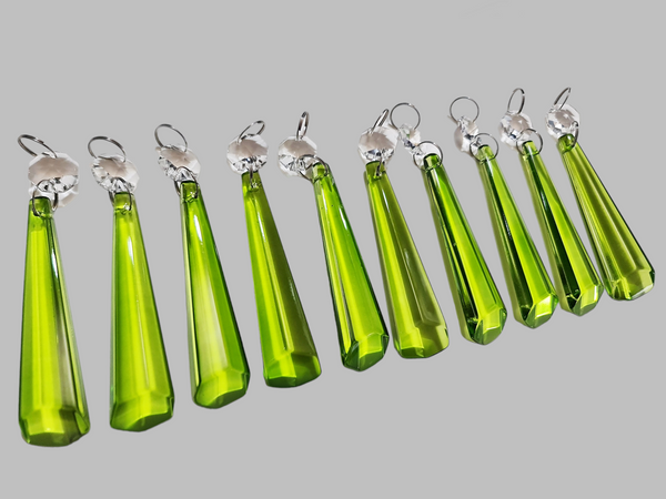1 Sage Green Cut Glass Icicles 72 mm 3" UK Chandelier Crystals Drops Beads Droplets Light Parts 9