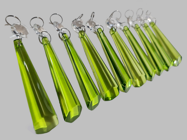 1 Sage Green Cut Glass Icicles 72 mm 3" UK Chandelier Crystals Drops Beads Droplets Light Parts 11